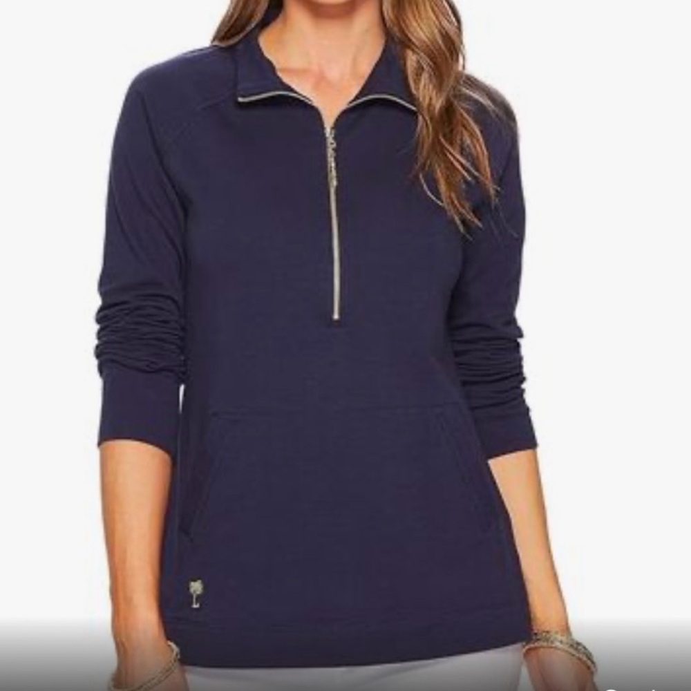 Lilly Pulitzer Skipper Women's Navy Half-Zip Sweatshirt Size S Preppy
